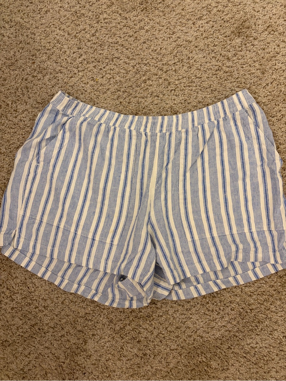 Universal Thread Blue and White Striped Elastic-Waist Shorts